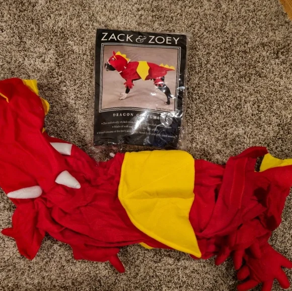 Zack & Zoey Vibrant Red and Yellow Dragon Dog Costume - Picture 2 of 5